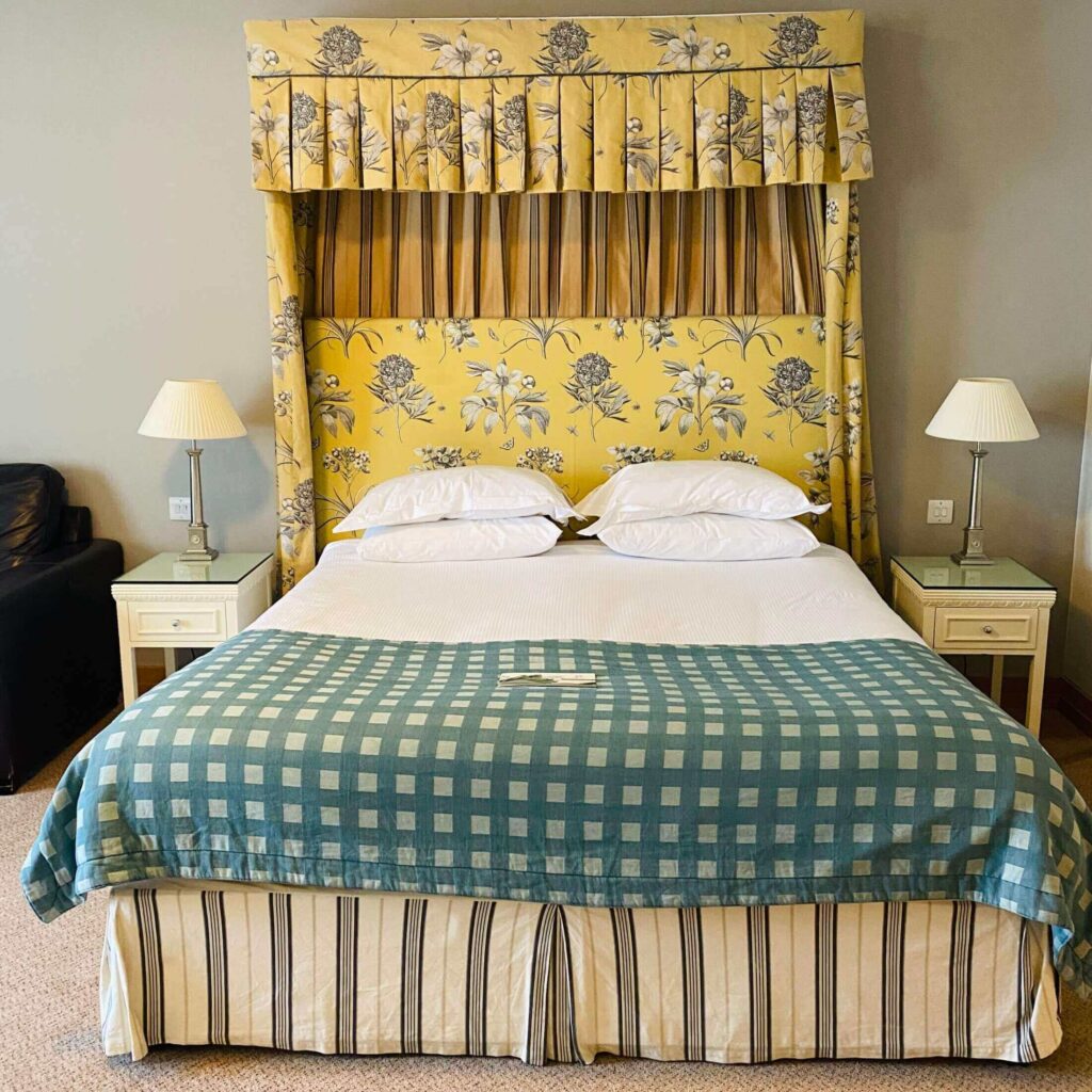 double bed in hotel room