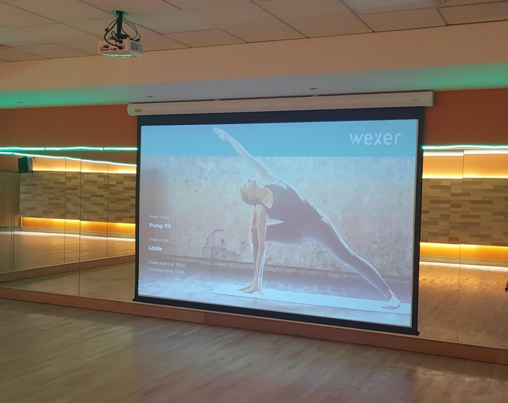 Gym yoga on large screen