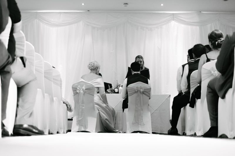 Bride and groom getting married
