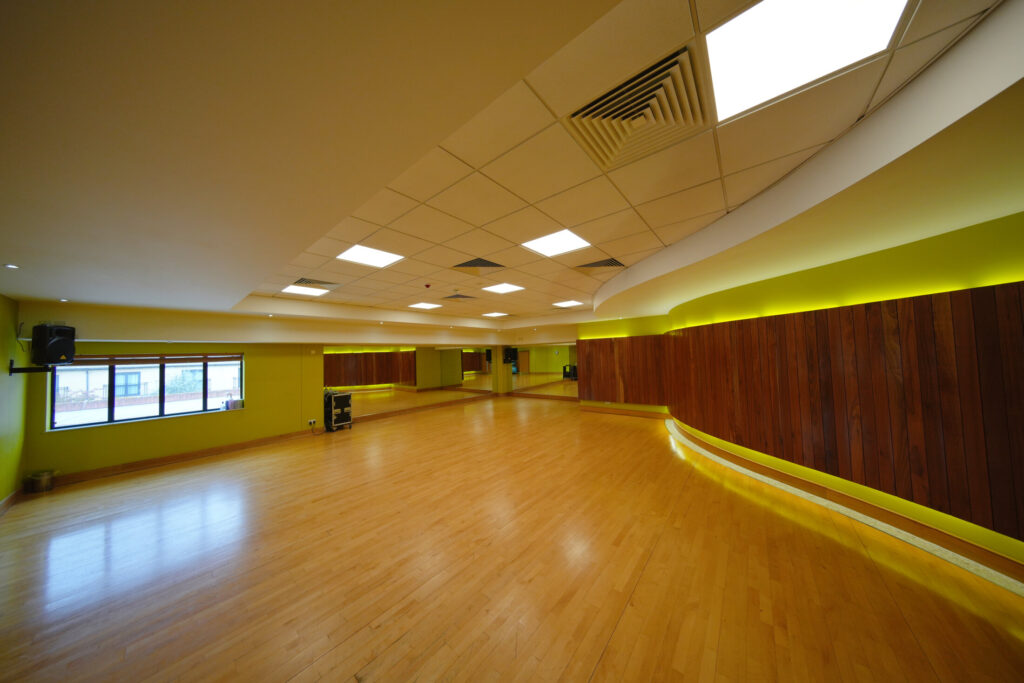 empty fitness class room