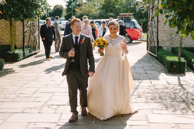 Wedding couple and guests