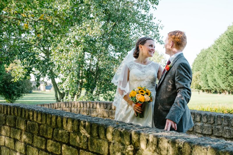 Wedding couple on bridge