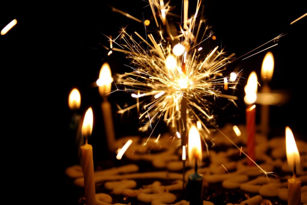 birthday cake with candles