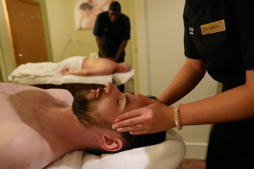 man getting a face massage